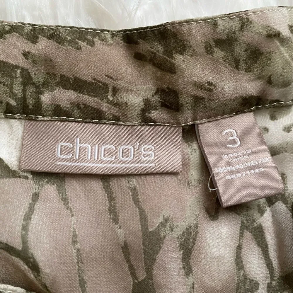 Chico’s Jacket Animal Print Sheer Zip Front Pockets Thin Lightweight‎ Size 3X